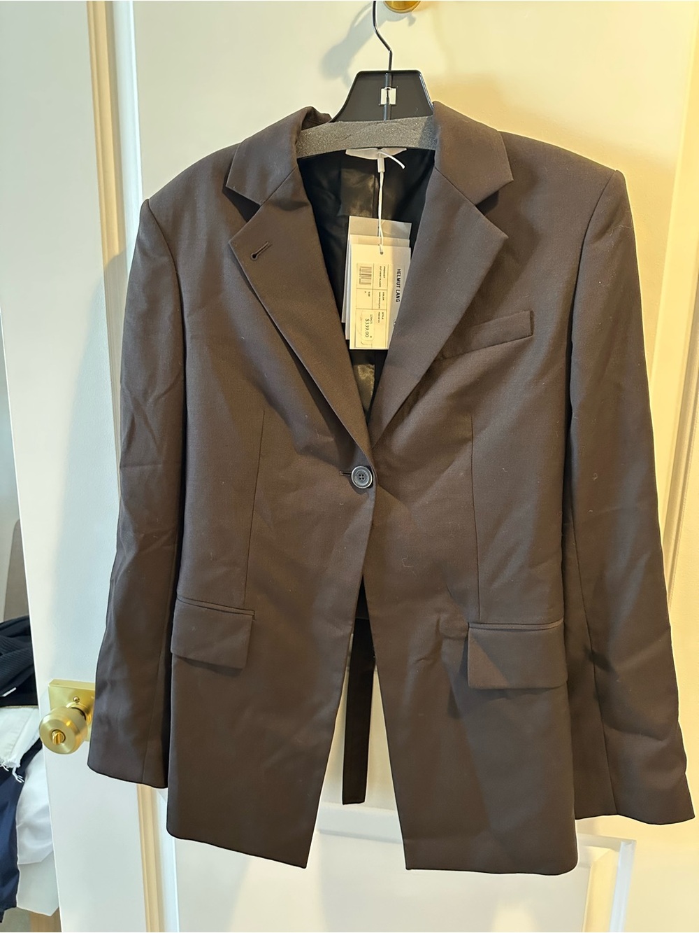 Helmut Lang Dark Brown Single-Button Tailored Blazer